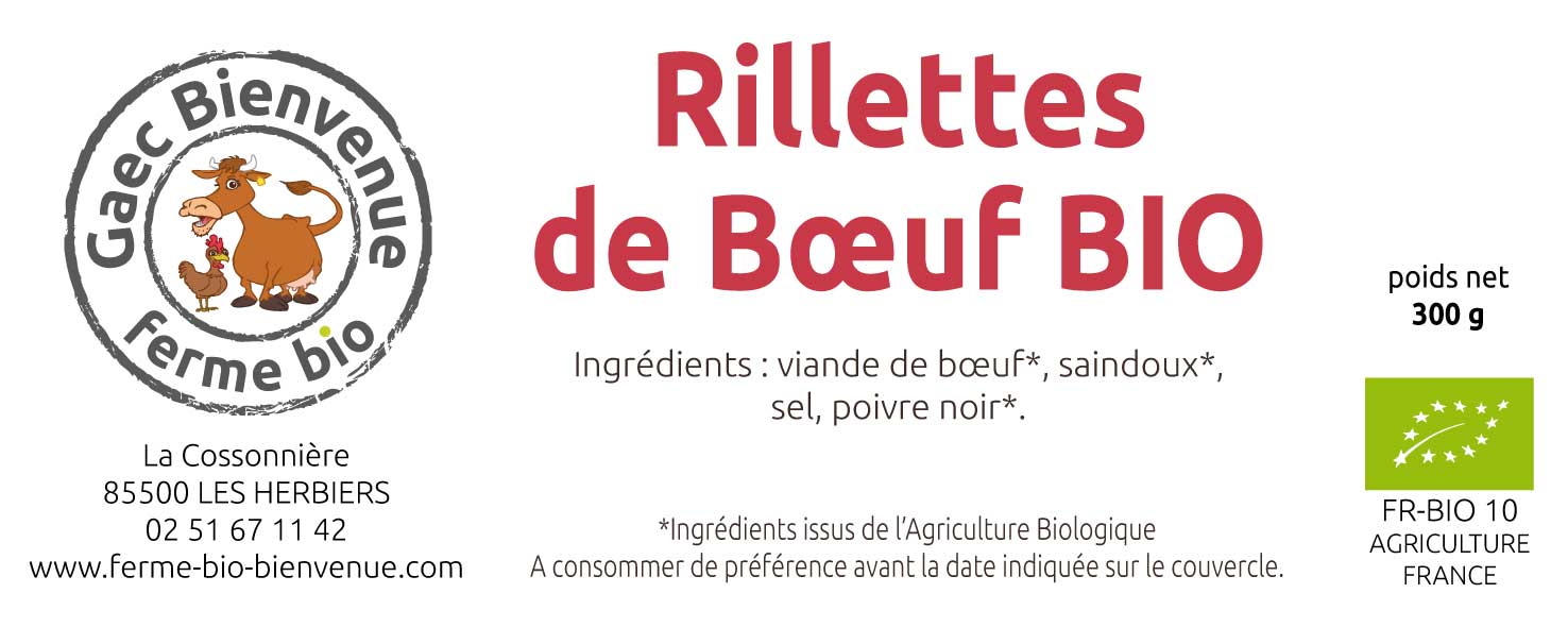 étiquette du plat préparé des rillettes Gaec Bienvenue